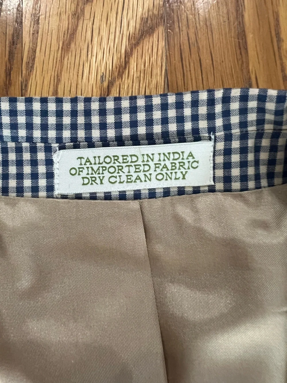 Orvis Navy and Tan gingham Houndstooth Sport Coat Blazer with Tan Lining